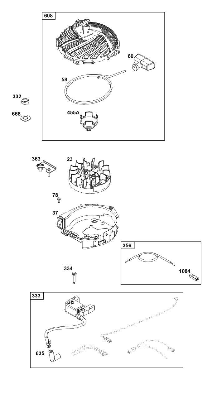 Flywheel, Ignition, And Starter Group Diagram and Parts List for 8P502-0060-H5  Briggs and Stratton Engine